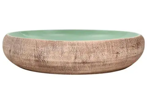 Lavoar de blat, verde și maro, 59x40x15 cm, ceramică, oval - 3/5