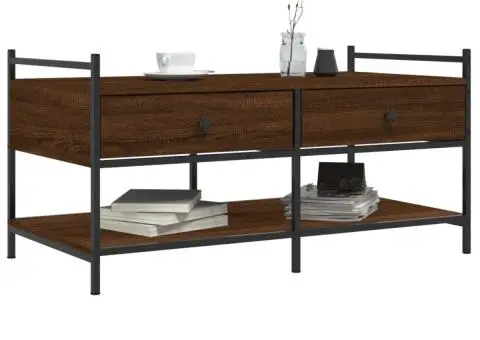 Măsuță de cafea, stejar maro, 99x50x50 cm, lemn prelucrat - 3/5