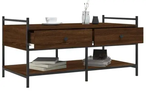 Măsuță de cafea, stejar maro, 99x50x50 cm, lemn prelucrat - 4/5