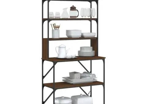 Raft brutărie cu 6 niveluri, stejar maro, 90x40x180 cm, lemn - 3/5