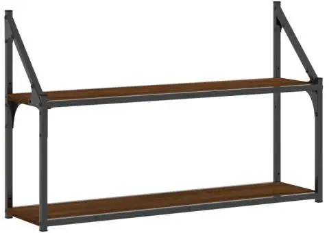 Raft cu 2 niveluri, stejar maro, 80x21x51 cm, lemn prelucrat - 2/5