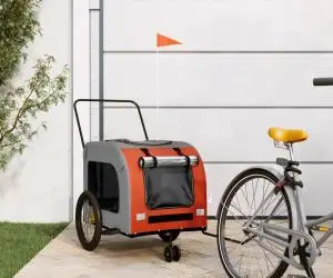vidaXL Remorcă de bicicletă animale portocaliu/gri, textil oxford/fier