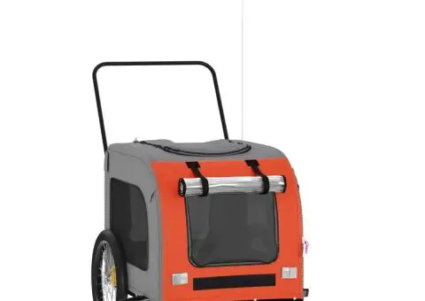 Remorcă de bicicletă animale portocaliu/gri, textil oxford/fier - 2/5