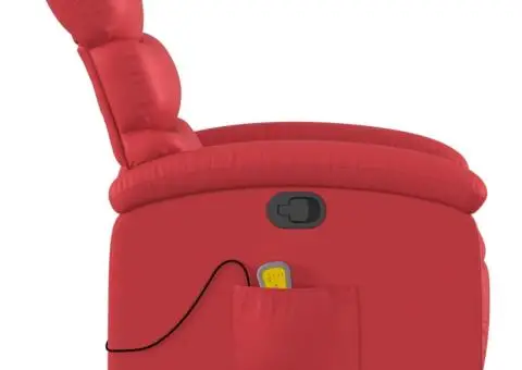 Fotoliu de masaj rabatabil, roșu, piele ecologică - 5/5