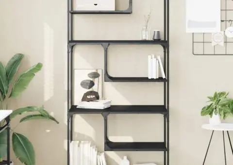 Bibliotecă, negru, 81x36x176 cm, lemn compozit - 1/5