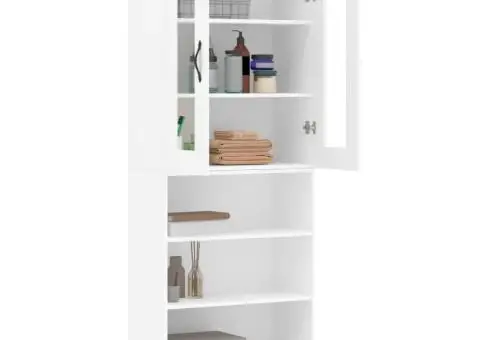 Dulap înalt, alb, 69,5x34x180 cm, lemn compozit - 3/5