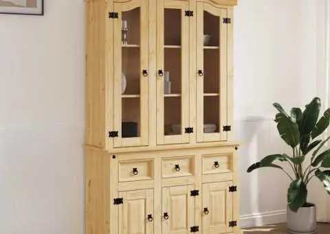 Dulap înalt Corona, maro, 112x43x196 cm, lemn masiv pin mexican - 1/5