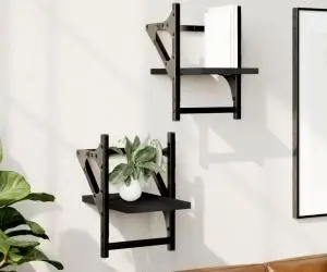 vidaXL Rafturi de perete cu bare, 2 buc, negru, 20x25x30 cm
