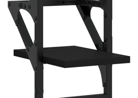 Rafturi de perete cu bare, 2 buc, negru, 20x25x30 cm - 4/5