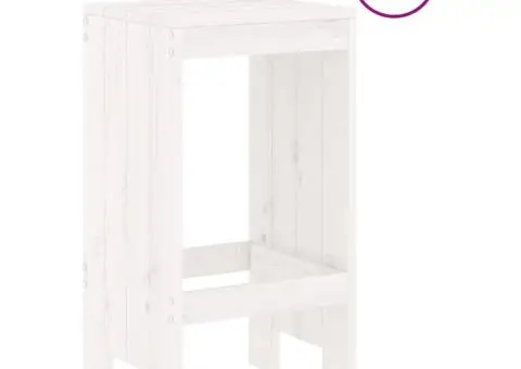 Set de bar pentru grădină, 5 piese, alb, lemn masiv de pin - 3/5