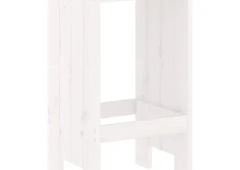 Set de bar pentru grădină, 5 piese, alb, lemn masiv de pin - 4/5