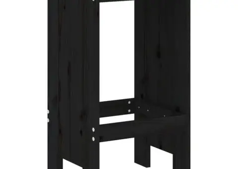 Set bar de grădină, 3 piese, negru, lemn masiv de pin - 4/5