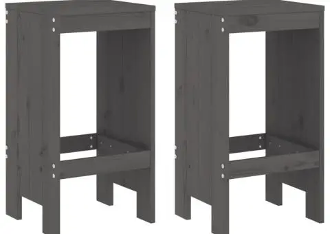 Set bar de grădină, 3 piese, gri, lemn masiv de pin - 3/5