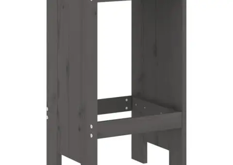 Set bar de grădină, 3 piese, gri, lemn masiv de pin - 4/5