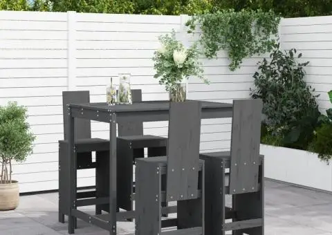 Set mobilier bar pentru grădină, 5 piese, gri, lemn masiv pin - 1/5