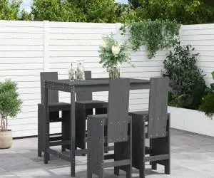 vidaXL Set mobilier bar pentru grădină, 5 piese, gri, lemn masiv pin