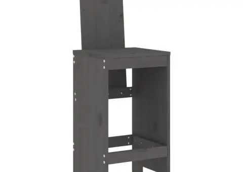 Set mobilier bar pentru grădină, 5 piese, gri, lemn masiv pin - 4/5