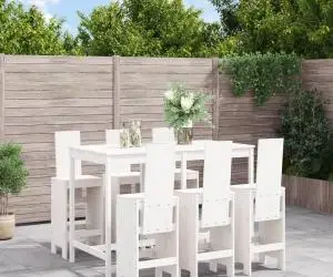 vidaXL Set bar de grădină, 7 piese, alb, lemn masiv de pin