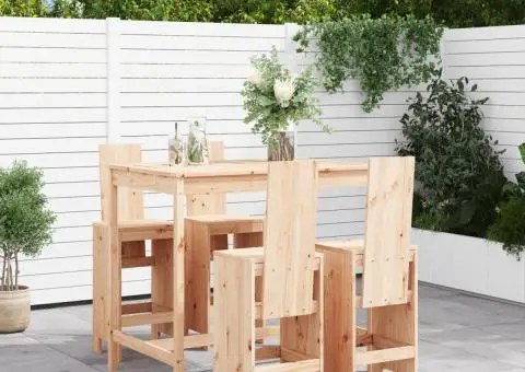 Set mobilier de bar pentru grădină, 5 piese, lemn masiv de pin - 1/5