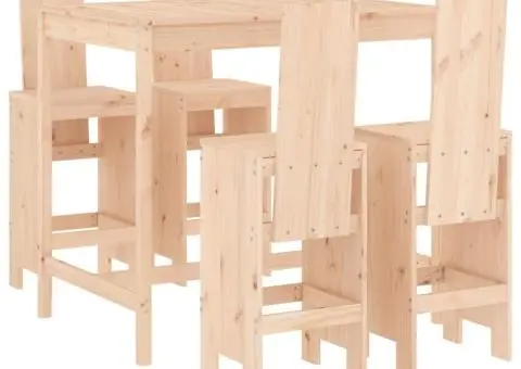 Set mobilier de bar pentru grădină, 5 piese, lemn masiv de pin - 2/5