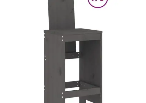 Set bar de grădină, 9 piese, gri, lemn masiv de pin - 3/5