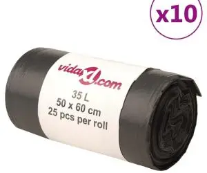vidaXL Saci de gunoi 250 buc. negru 35 L