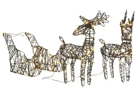 Decorațiune Crăciun ren și sanie 160 LED-uri albe calde ratan - 1/5