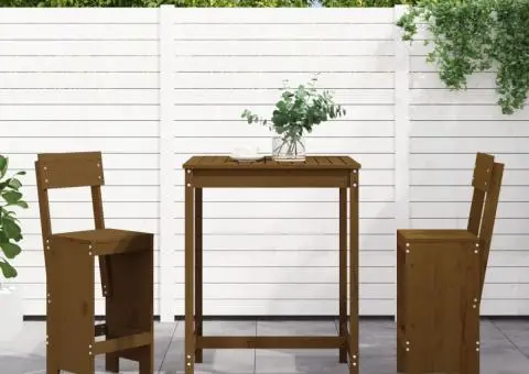 Set mobilier de bar, 3 piese, maro miere, lemn masiv de pin - 1/5