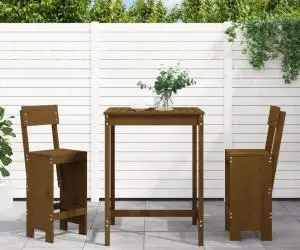 vidaXL Set mobilier de bar, 3 piese, maro miere, lemn masiv de pin