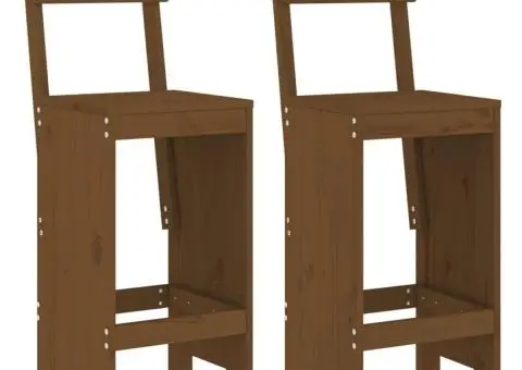 Set mobilier de bar, 3 piese, maro miere, lemn masiv de pin - 3/5