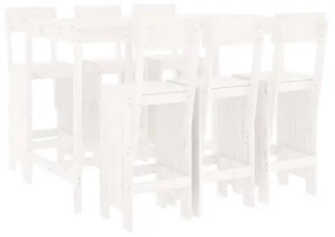 Set bar de grădină, 7 piese, alb, lemn masiv de pin - 2/5
