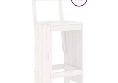 Set bar de grădină, 7 piese, alb, lemn masiv de pin - 3/5