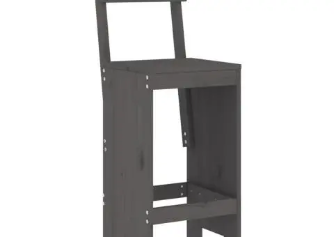 Set bar de grădină, 9 piese, gri, lemn masiv de pin - 4/5