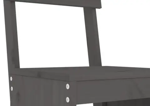 Set bar de grădină, 9 piese, gri, lemn masiv de pin - 5/5