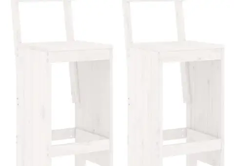 Set bar de grădină, 3 piese, alb, lemn masiv de pin - 3/5