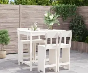 vidaXL Set de bar pentru grădină, 5 piese, alb, lemn masiv de pin