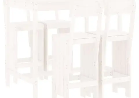 Set de bar pentru grădină, 5 piese, alb, lemn masiv de pin - 2/5