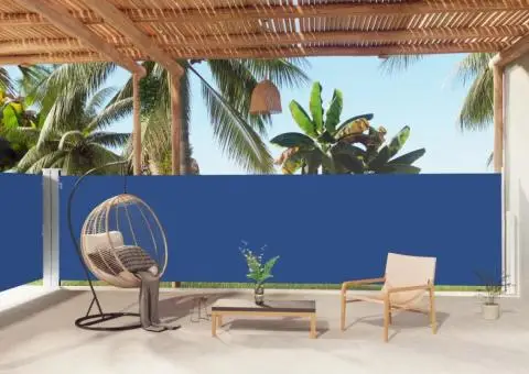 Copertina laterală retractabilă, albastru, 160x1000 cm - 1/5