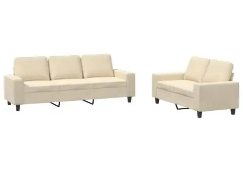 Set de canapele, 2 piese, crem, material textil - 2/3