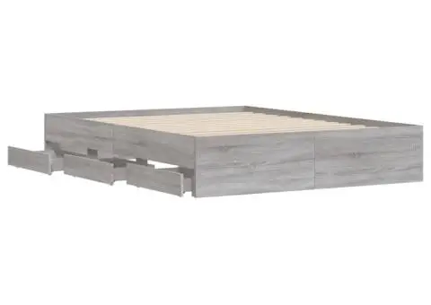 Cadru de pat cu sertare gri sonoma 150x200 cm lemn prelucrat - 5/5