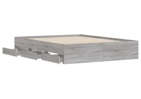 Cadru de pat cu sertare gri sonoma 140x200 cm lemn prelucrat - 5/5
