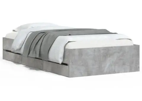 Cadru de pat cu sertare, gri beton, 100x200 cm, lemn prelucrat - 2/5