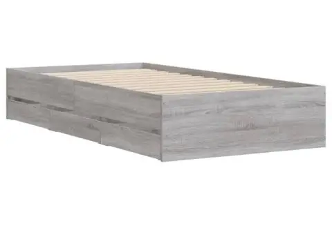 Cadru de pat cu sertare gri sonoma 100x200 cm lemn prelucrat - 4/5