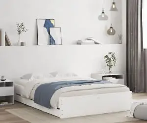 vidaXL Cadru de pat cu sertare, alb, 120x190 cm, lemn prelucrat