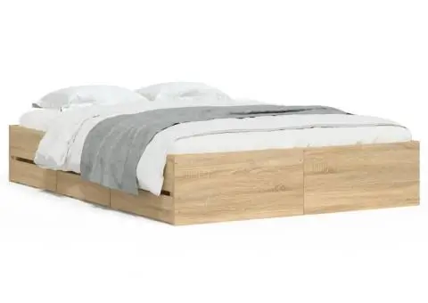 Cadru de pat cu sertare stejar sonoma 120x190 cm lemn prelucrat - 2/5