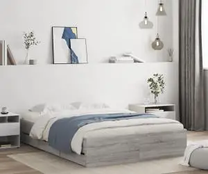 vidaXL Cadru de pat cu sertare gri sonoma 120x190 cm lemn prelucrat