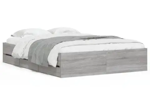 Cadru de pat cu sertare gri sonoma 120x190 cm lemn prelucrat - 2/5