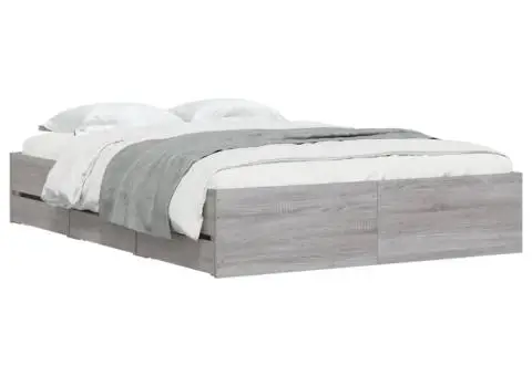 Cadru de pat cu sertare gri sonoma 120x190 cm lemn prelucrat - 3/5