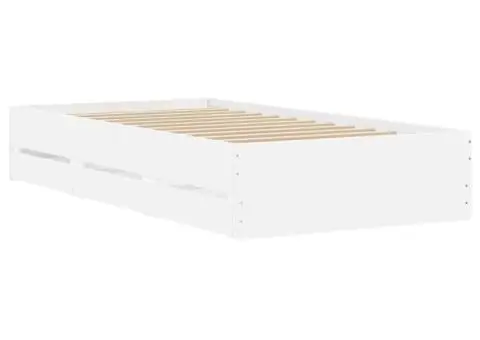 Cadru de pat cu sertare, alb, 90x190 cm, lemn prelucrat - 4/5