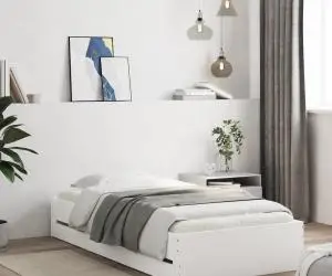 vidaXL Cadru de pat cu sertare, alb, 75x190 cm, lemn prelucrat